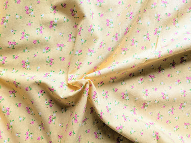 Yellow Small Flowers Winceyette Brushed Cotton Fabric, Pink and White Small Flowers Fabric, Small Flower Fabric